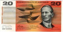 Australian Banknote $20 Phillips Randall R403 1968 XDH 033988